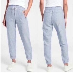 Athleta Summery Light Blue Cabo Linen Joggers‎ Size 8